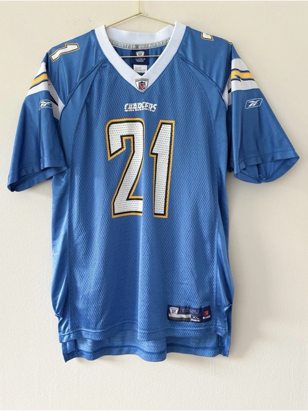 Reebok Chargers #21 Light Blue Football Jersey